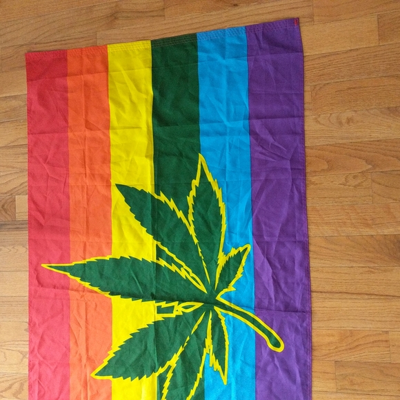 Whimsical pride rainbow marijuana weed flag - Picture 3 of 9